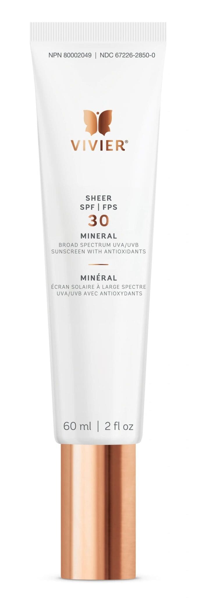 Tube of SPF 30 mineral sunscreen with antioxidants.